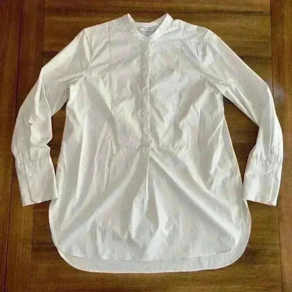 M.M. Lafleur Collarless 1/2 Button Up Tunic Long Sleeve Mandarin Collar - Picture 7 of 13